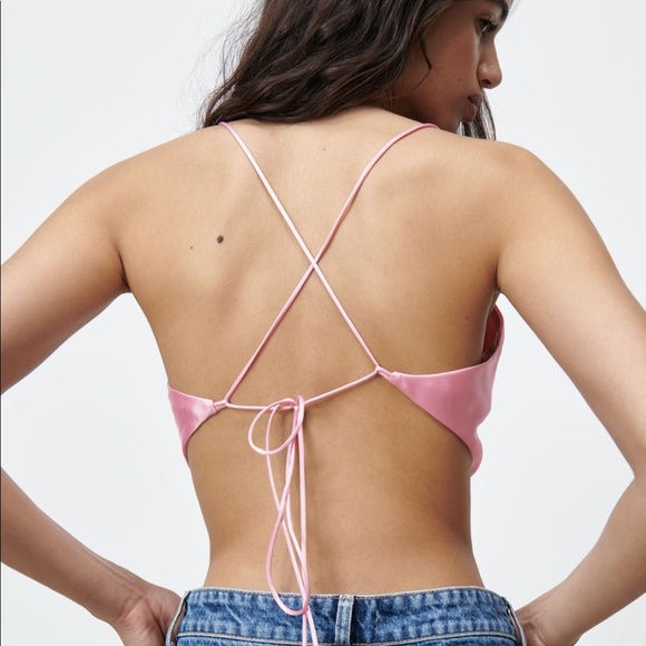 SOLD Zara pink silk top - Picture 3 of 5